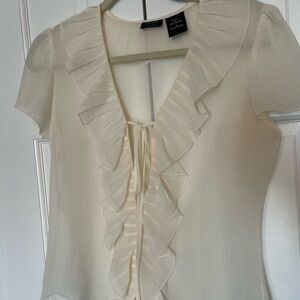 Nicole by Nicole Miller Ivory Ruffle Blouse